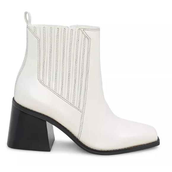 Vince Camuto Sojetta Square Toe High Heel Booties White Ankle Boots - Picture 2 of 12